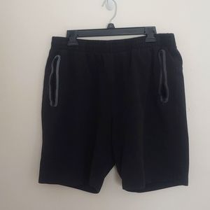 Black Zipper Pocket Cotton Athletic Shorts